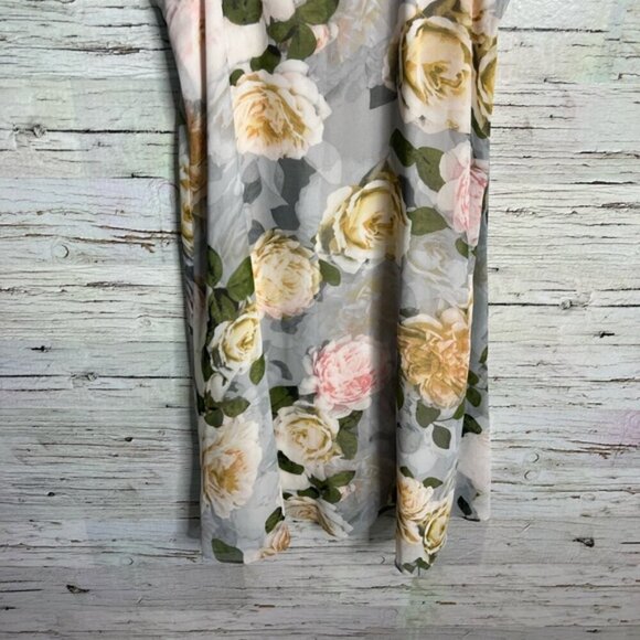 Calvin Klein floral swing midi dress gray pink size 4 - Picture 2 of 7